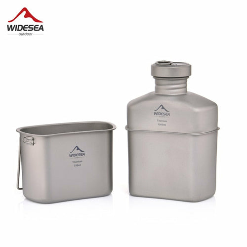 Camping Titanium Dinner Lunch Box Set Outdoor Bottle Cookware Cup