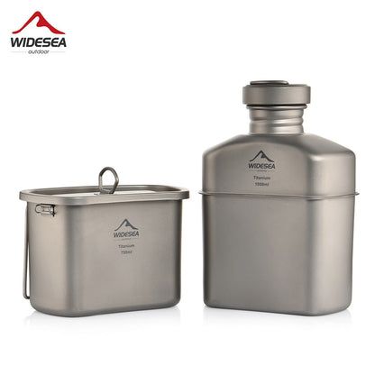 Camping Titanium Dinner Lunch Box Set Outdoor Bottle Cookware Cup