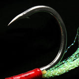 sea fishing jig double hooks stainless steel fishing jig hook 3/0# ，Fluorescent filament