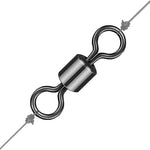 Rolling Barrel Fishing Swivel, 20pcs Stainless Steel Black Nickel Fishing Line Connector Swivels  30LB to 335LB