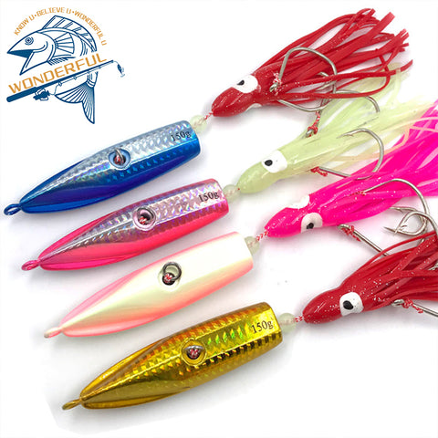 Lead Metal Long Casting Big Game Fishing Squid Skirt Madai Jig Lure