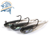 Long Casting 3D Eyes Fork Tail Fishing Soft Plastic Lure with Lead 5pcs/bag