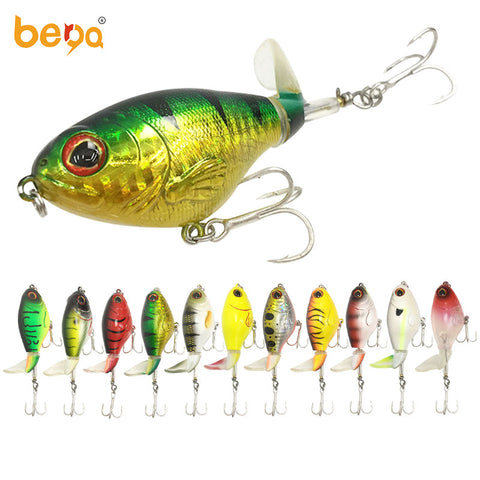 Fishing Lures with Rotating Spins Tail Topwater Bait with Barb Treble Hooks lure