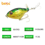 Fishing Lures with Rotating Spins Tail Topwater Bait with Barb Treble Hooks lure